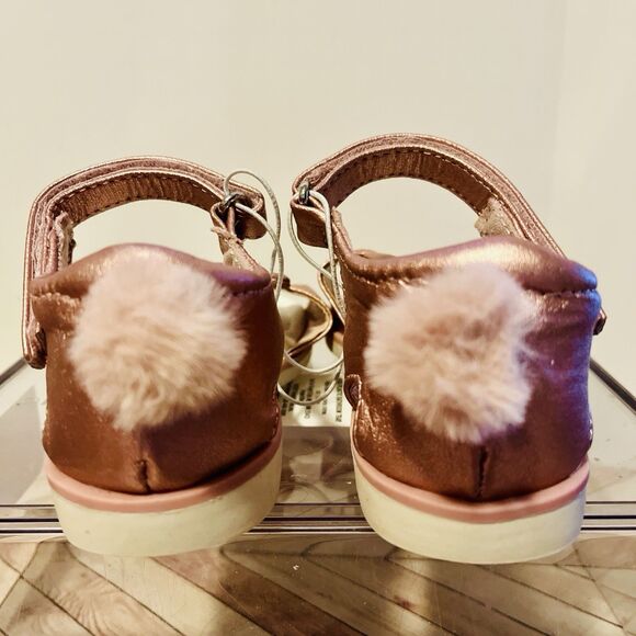 Rampage Girls 10 Pink Metallic Bunny Ears Sandals Rabbit Smile Fluffy Fur Tail - Picture 5 of 9